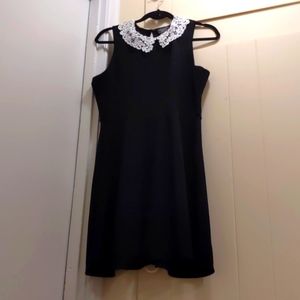Black and White Lace Collared Dress